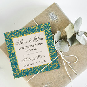 Art Deco Gold Floral Lotus Return Gift Favour Tags