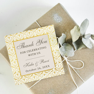 Art Deco Gold Floral Lotus Return Gift Favour Tags