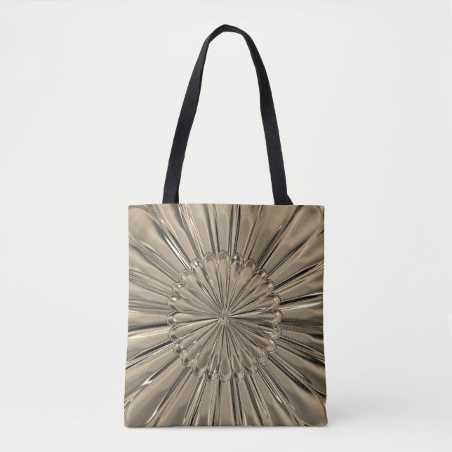 Art deco gold flower fan shell tote bag (Front)