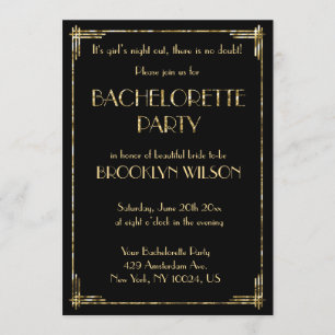 Art Deco Gold Foil Bachelorette Party Invites