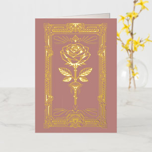 Art Deco Gold Foil Rose Valentine Card