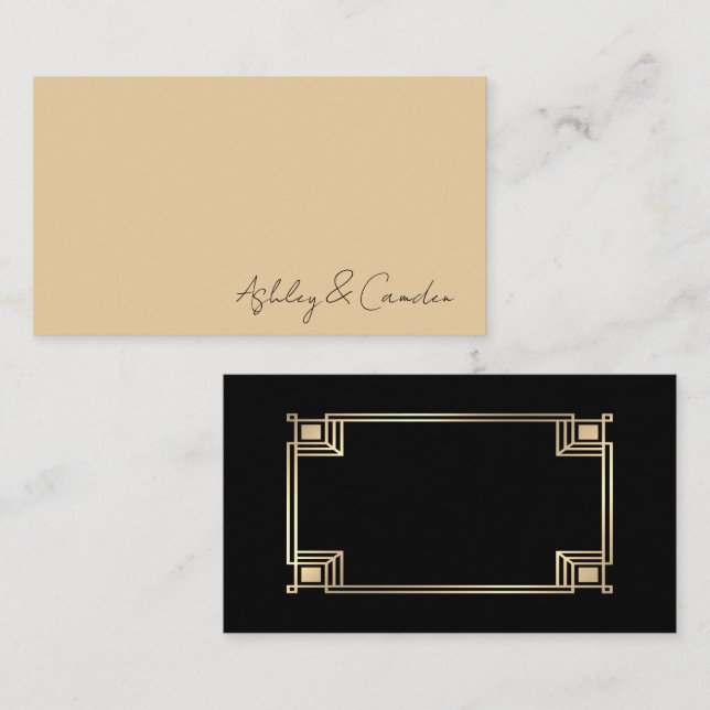 Art Deco Gold Frame Handwritten Enclosure Card (Front/Back)