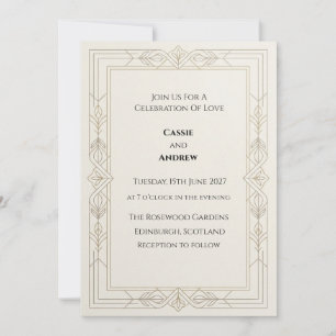 Art Deco Gold Geometric Wedding Invitation