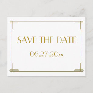 Art Deco Gold Great Gatsby Save The Date Postcard