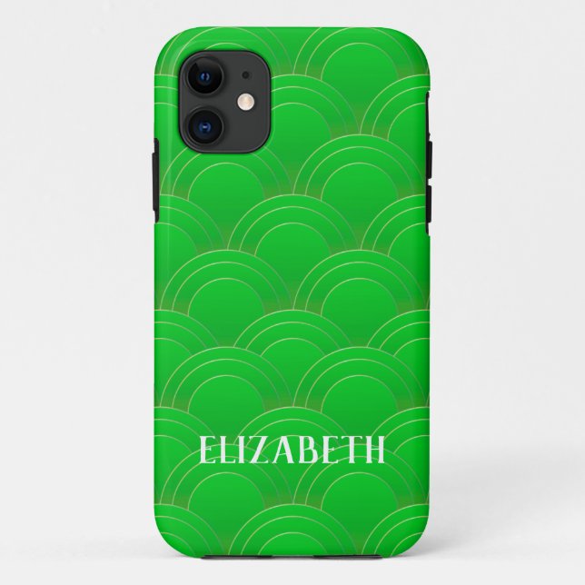 Art Deco Gold Green Name Personalised Case-Mate iPhone Case (Back)