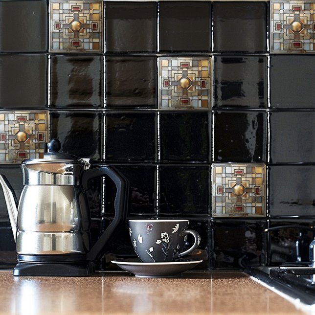 Art Deco Gold Grey Rust Tan Geometric Tile (Creator Uploaded)