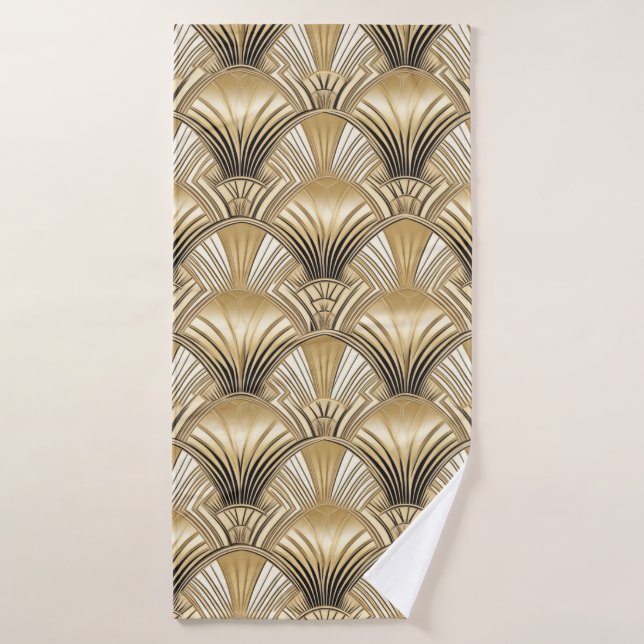 Art Deco gold ivory pattern Bath Towel (Bath Towel)
