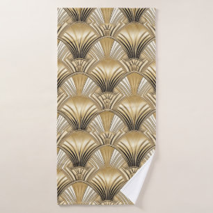 Art Deco gold ivory pattern Bath Towel Set