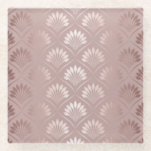 Art Deco: Gold Lattice Elegance. Glass Coaster