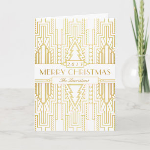 Art Deco Gold Leaf Merry Christmas Card