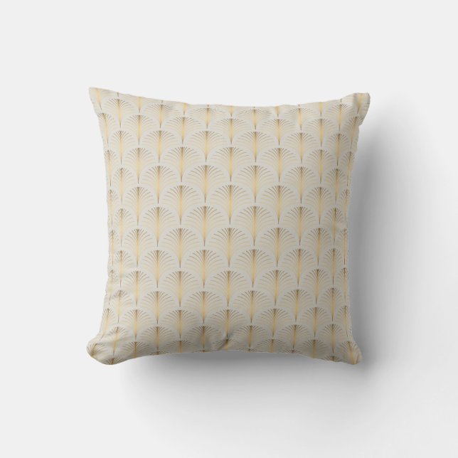Art Deco Gold Leaves Cushion (Front)