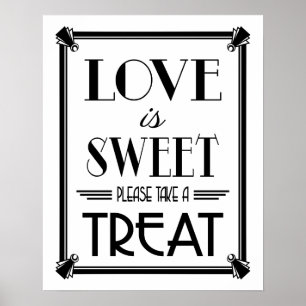 Art Deco GOLD LOVE IS SWEET B/G colour change Poster