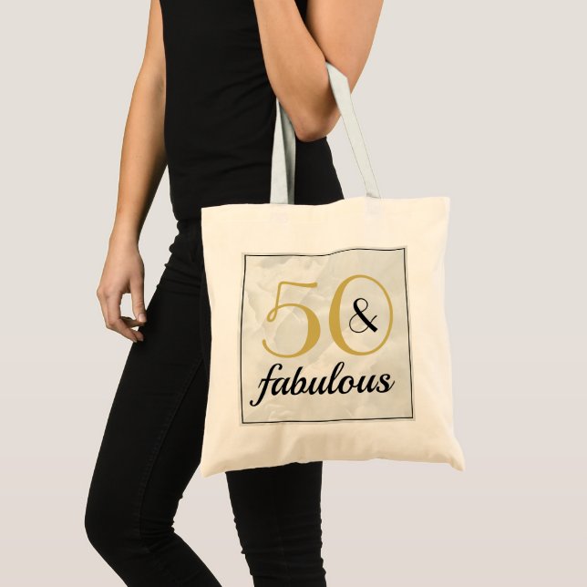 Art Deco Gold Marble 50 & Fabulous Birthday Party  Tote Bag (Front (Product))