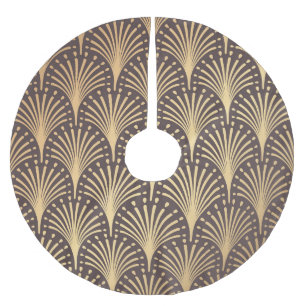 Art Deco Gold: Minimalistic Geometric Luxury Brushed Polyester Tree Skirt