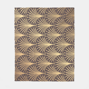 Art Deco Gold: Minimalistic Geometric Luxury Fleece Blanket