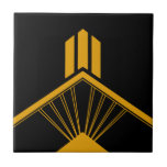 Art Deco Gold Mustard Geometric Border Black Tile<br><div class="desc">Crisp art deco style gold geometric detail ornament decorative border ceramic tile on a black background. Please note that gold is a mustard yellow flat colour print and is not an actual gold colour. Original unique design,  perfect for modern or art deco vintage style interior.</div>
