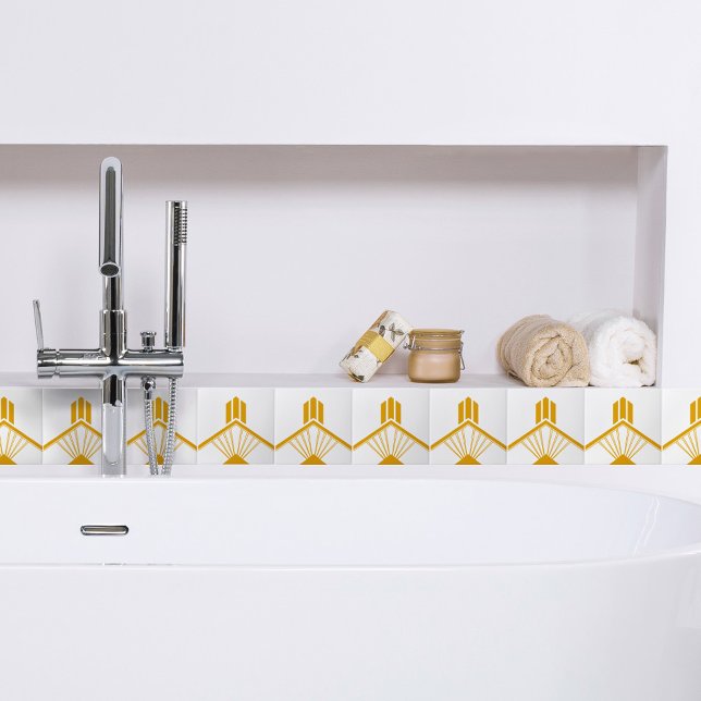 Art Deco Gold Mustard Yellow Geometric Border Tile (Creator Uploaded)