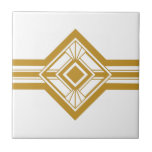 Art Deco Gold Mustard Yellow Geometric Border Tile<br><div class="desc">Crisp art deco style gold geometric detail ornament decorative border ceramic tile on a white background. Please note that gold is a mustard yellow flat colour print and is not an actual gold colour. Crisp and original design,  perfect for modern or art deco vintage style interior.</div>
