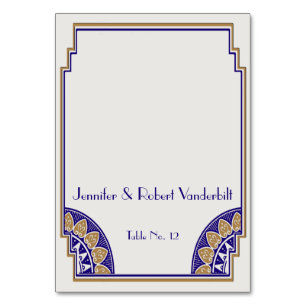 Art Deco Gold Navy Posh Place Card