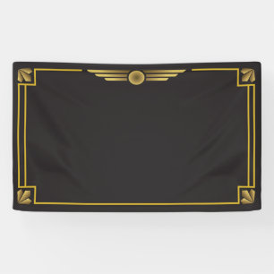 Art deco gold on black backdrop banner
