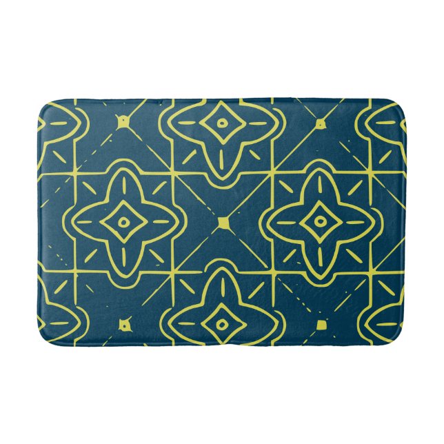 Art Deco Gold on Navy Blue Design Bath Mat (Front)