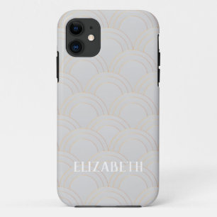 Art Deco Gold Oyster White Name Personalised iPhone 11 Case