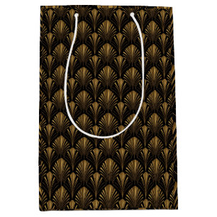 Art Deco Gold Pattern — Elegant Vintage Geometric Medium Gift Bag