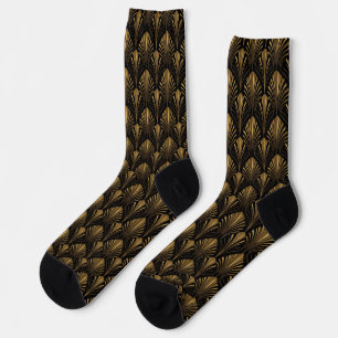 Art Deco Gold Pattern — Elegant Vintage Geometric Socks