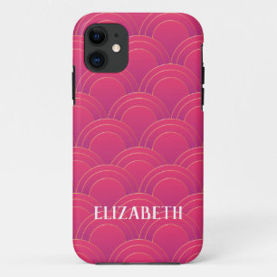 Art Deco Gold Pink Name Personalised Custom iPhone 11 Case