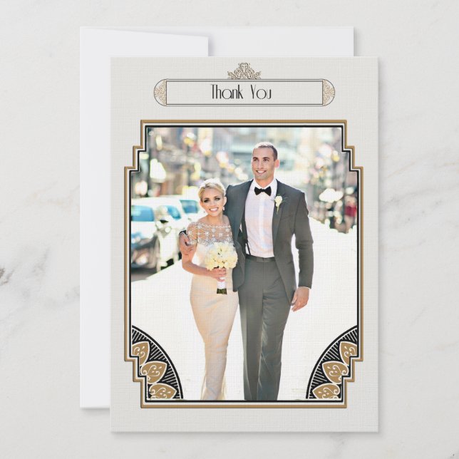 Art Deco Gold Posh Thank You2 Thank You Card (Front)
