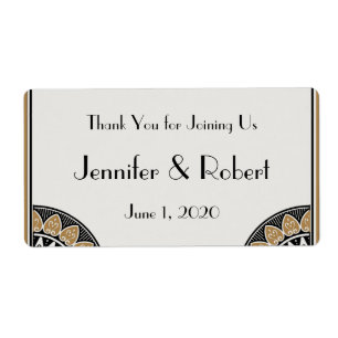 Art Deco Gold Posh Water Bottle Label