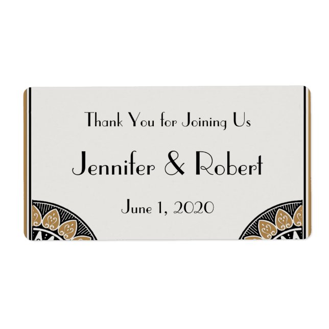 Art Deco Gold Posh Water Bottle Label (Front)