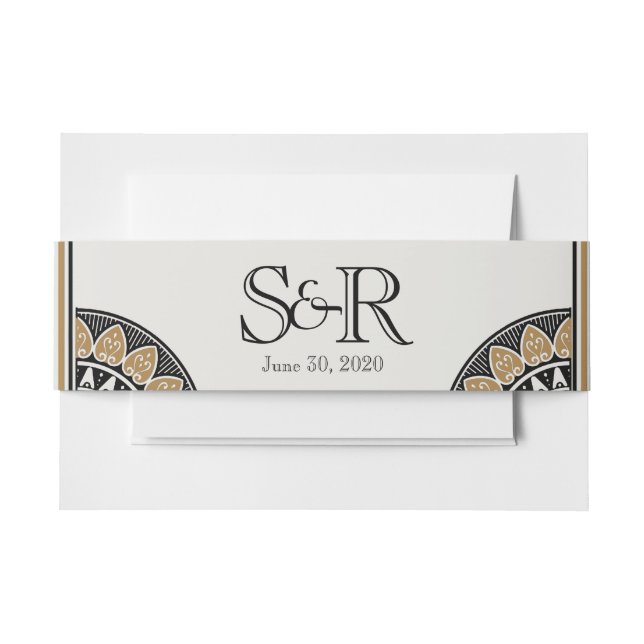 Art Deco Gold Posh Wedding Belly Band Invitation Belly Band (Front Example)