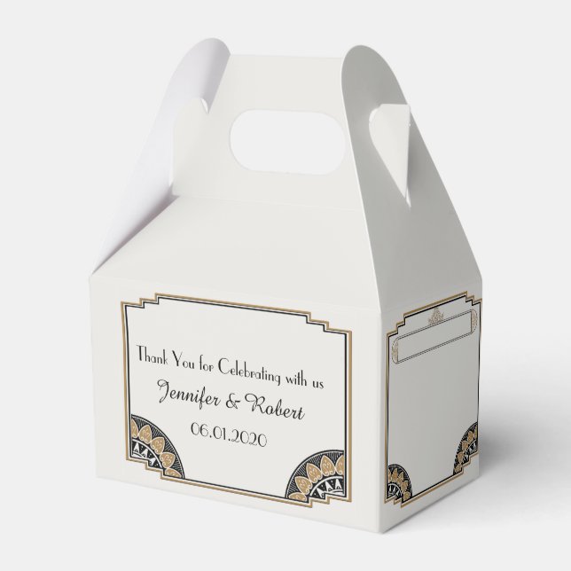 Art Deco Gold Posh Wedding Favour Box (Front Side)