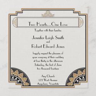 Art Deco Gold Posh Wedding Invitation