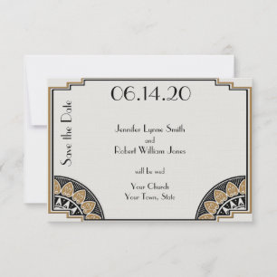 Art Deco Gold Posh Wedding Save the Date