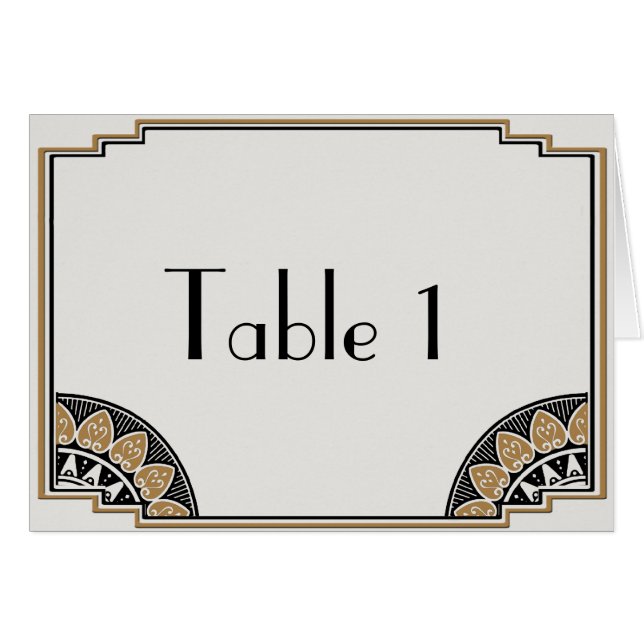 Art Deco Gold Posh Wedding Table Number (Front Horizontal)