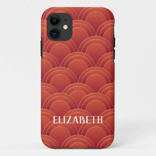 Art Deco Gold Red Name Personalised iPhone 11 Case