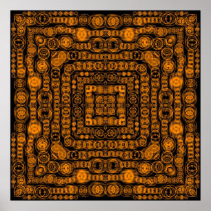 Art Deco Gold Retro Squares Abstract Art Poster