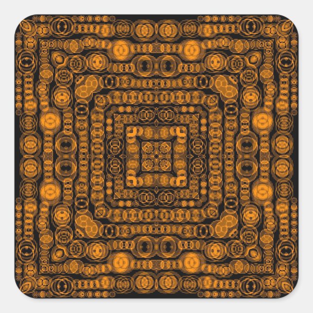 Art Deco Gold Retro Squares Abstract Art Square Sticker (Front)