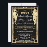 Art Deco Gold Roaring 20s Murder Mystery Party Invitation<br><div class="desc">Personalise this vintage art deco murder mystery party invitation easily and quickly, simply press the customise it button to further re-arrange and format the style and placement of the text.  Featuring a chic art deco frame and black, white and gold colour scheme. Matching items available in store! (c) The Happy...</div>