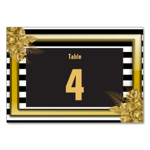 Art Deco Gold Roses, Stripes Wedding Table No Card