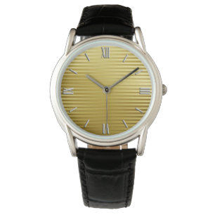 Art Deco Gold Satin Stripes Watch