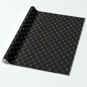 Art Deco Gold Sepia Faux Black Net Elegant Wrapping Paper