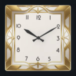 Art Deco gold Square Wall Clock<br><div class="desc">Great clock design. You will love it like others. Be free to use this design for other product you like or to customise and add your text. Follow me for more. Thank you. Have a nice day.</div>