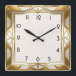 Art Deco gold Square Wall Clock<br><div class="desc">Great clock design. You will love it like others. Be free to use this design for other product you like or to customise and add your text. Follow me for more. Thank you. Have a nice day.</div>