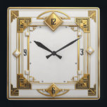 Art Deco Gold Square Wall Clock<br><div class="desc">Great clock design. You will love it like others. Be free to use this design for other product you like or to customise and add your text. Follow me for more. Thank you. Have a nice day.</div>