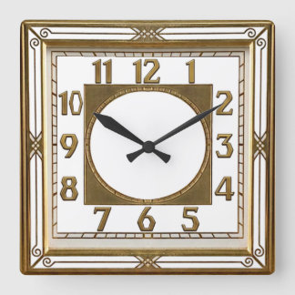 Art Deco Gold Square Wall Clock