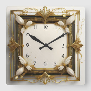 Art Deco Gold Square Wall Clock