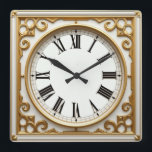 Art Deco Gold Square Wall Clock<br><div class="desc">Great clock design. You will love it like others. Be free to use this design for other product you like or to customise and add your text. Follow me for more. Thank you. Have a nice day.</div>